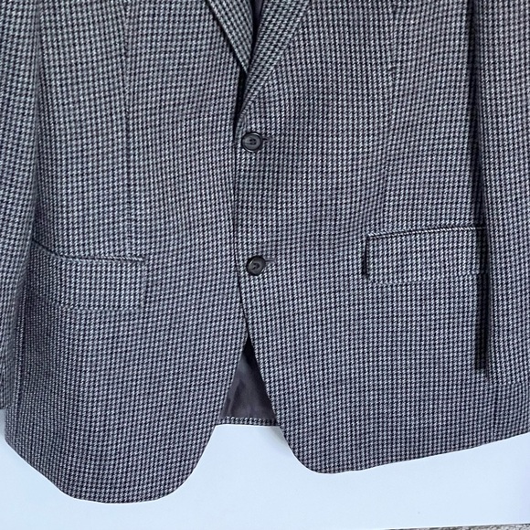 Lauren Ralph Lauren Gray Black 100% Wool Houndstooth Sport Coat Blazer - Picture 3 of 15